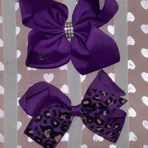 Purple Leopard Bow Set for Kids